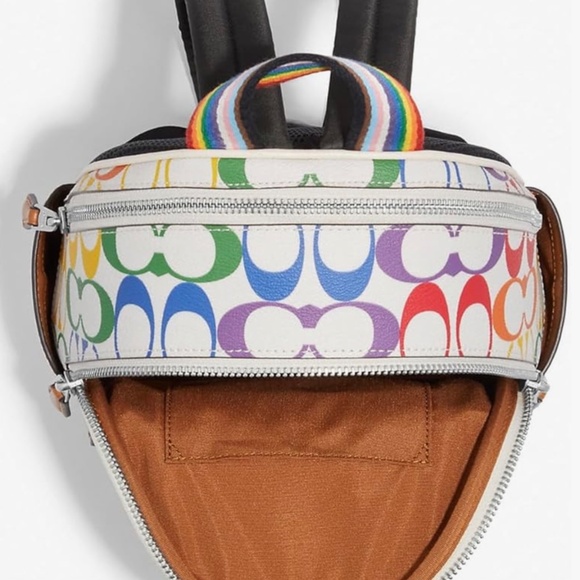 COACH Mini Court Backpack In Rainbow Signature Canvas, Chalk Multi, Small, Backp - Picture 3 of 12